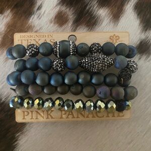 Pink Panache' Texas Design Rhinestone Glass Shimmer Beads Stretch Mermaid Set